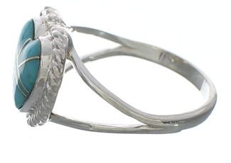 Genuine Sterling Silver Turquoise Heart Ring Size 7-1/2 EX42127